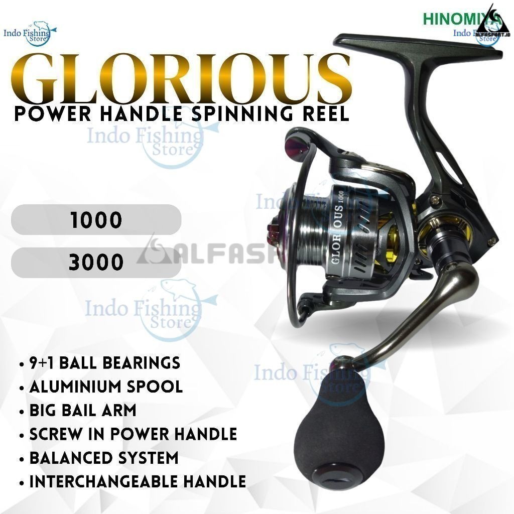AS_Reel Pancing HINOMIYA Glorious 1000 3000 9+1BB Ball Bearing Mancing UL KolamSpinning Power Handle