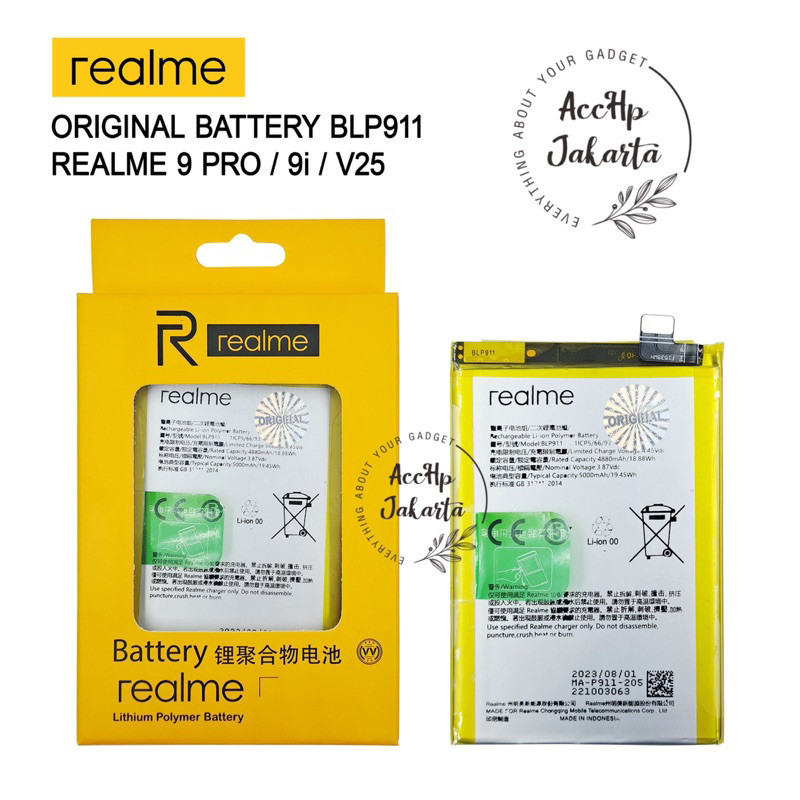 Baterai Batre Realme 9 Pro / 9i / V25 Batu Batrei BLP 911 Battery BLP911 Ori Distributor