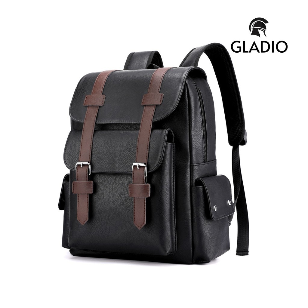 GLADIO Tas Ransel Pria Kenta Premium Kulit Besar Muat Laptop Mewah Kekinian Backpack Traveling