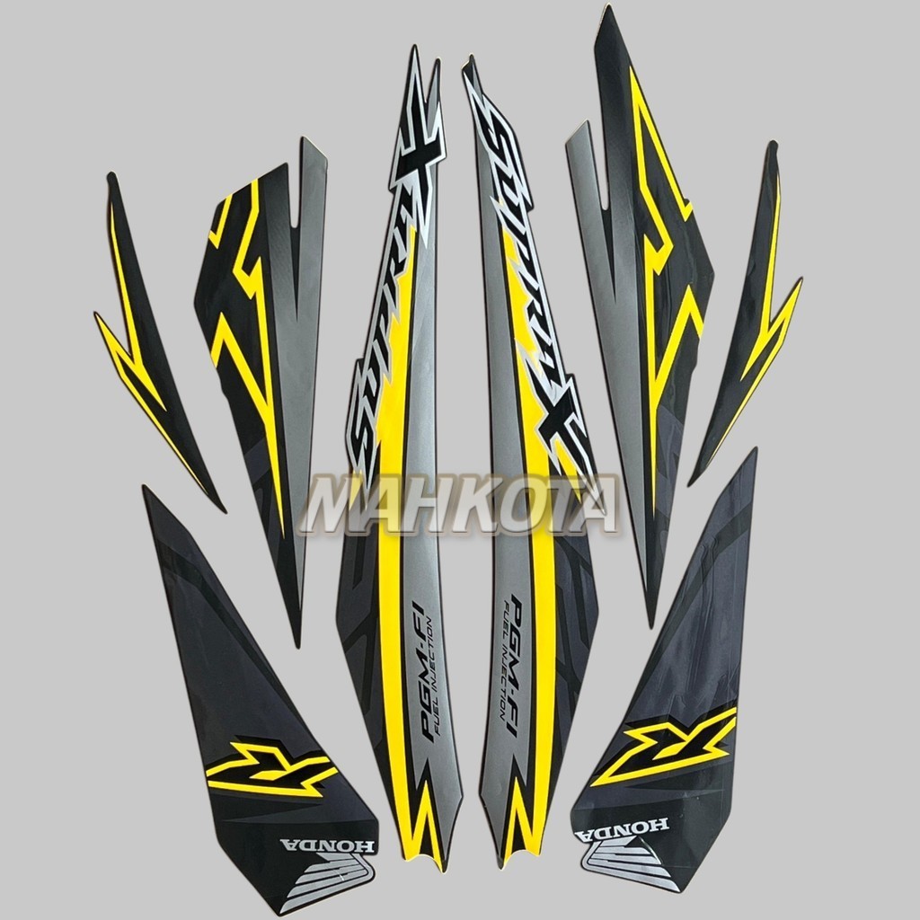 Striping Stiker Honda Supra x 125 fi 2018 hitam kuning standart Fullset