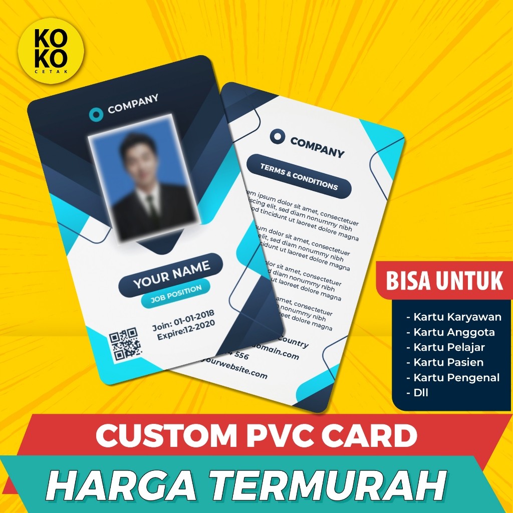 

PROMO!!! Cetak ID Card / Plastic PVC / Kartu Member / ID Card Karyawan 1 SISI / 2 SISI