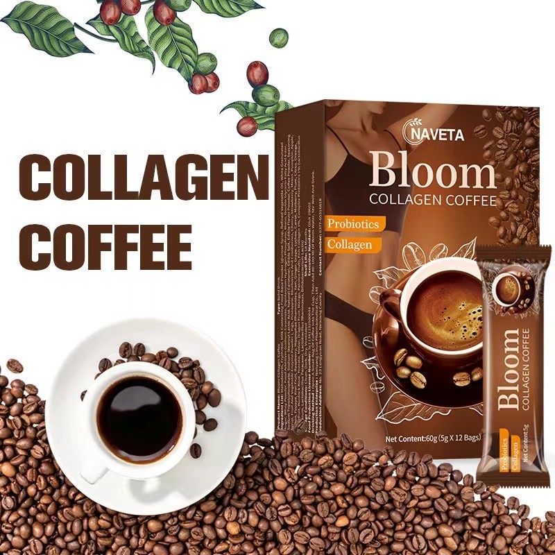 

NAVETA Bloom Collagen Coffee 60g Kopi Diet Enzim Pelangsing Tubuh Penghancur Lemak Instant Coffee Robusta Collagen Detoksifikasi Dan Turunkan Berat Badan Membakar Lemak Kurangi Nafsu Makan