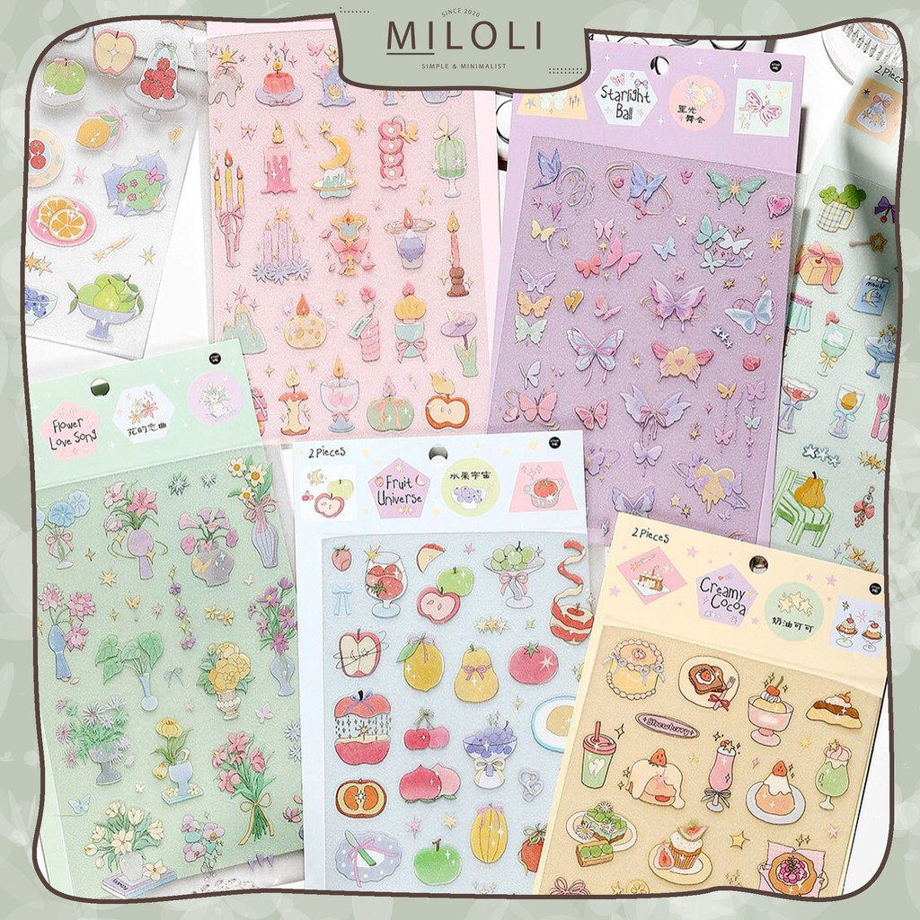 

[MILOLI] 2Pcs STICKER LIGHTNING SAND TAPE FLOWER PET Mini DIY Diary Jurnal BUJO Planner Deco Stiker Hias - B0537