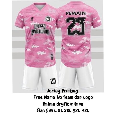 Jersey Futsal Jersey Sepak Bola Jersey Voli Keren Full Printing Pink Putih 120