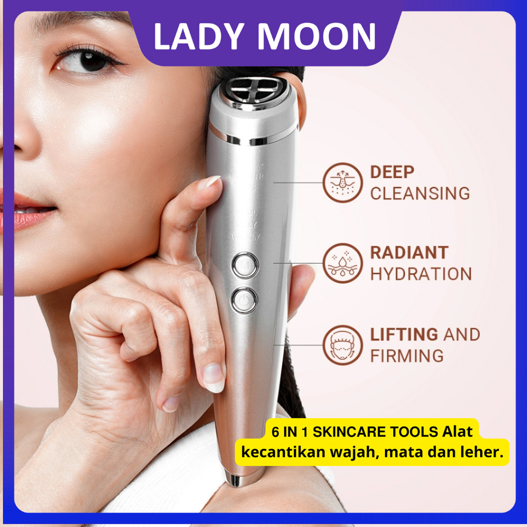 NEW Lady Moon [GARANSI 1 TAHUN] Lumin Alat Pengencang Wajah 6in1 Skin Tightening RF Facial