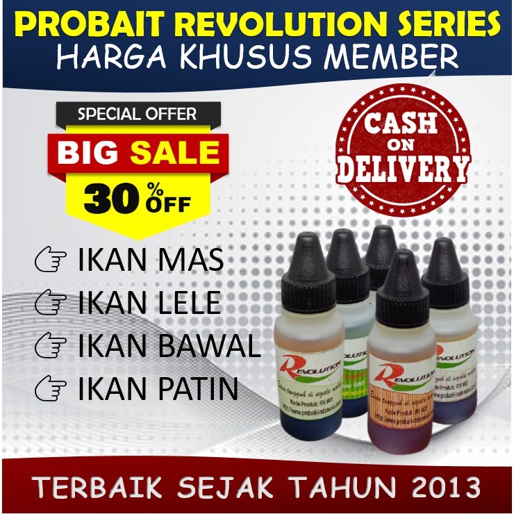 original PROBAIT SERI RV (REVOLUTION) ESSEN GALATAMA IKAN MAS LELE PATIN BAWAL TERBAIK 30ml