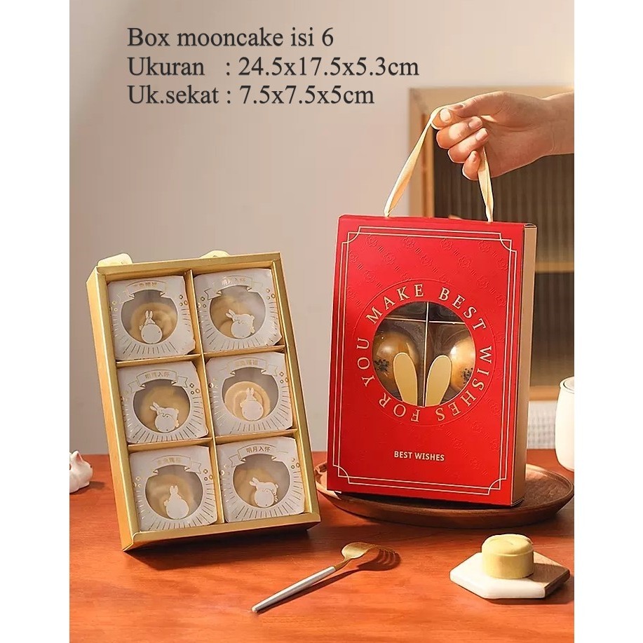 

[oddsolshop] pekanbaru/Mooncake Hampers Box / Kotak Kue Bulan Handle Tali Pita Sekat 6