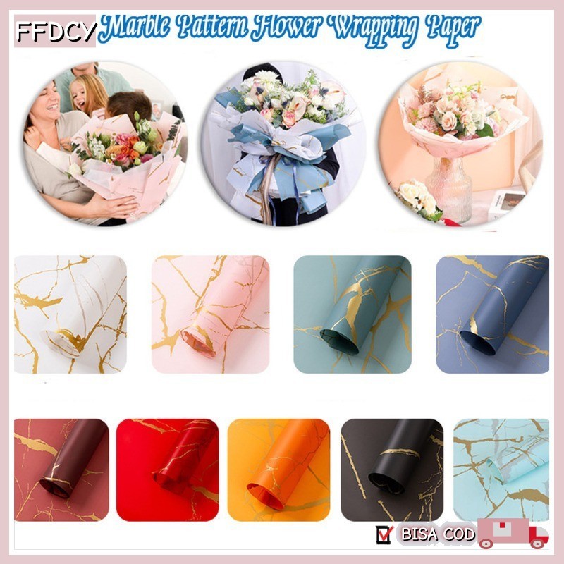 

20 PCS Kertas Buket Gold Marble / Kertas Buket Korea Bunga Flower/Marmer Cellophane / Flower Wrapping Paper Florist