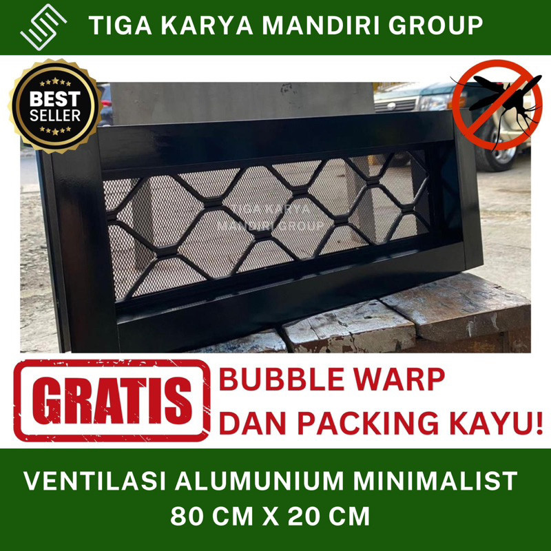 (VENTILASI KAWAT NYAMUK ALUMUNIUM ANTI KARAT +TRALIS ANTI KARAT 80CM X 20CM/VENTILASI KAWAT NYAMUK A