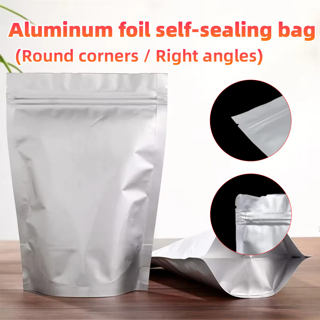 100PCS Plastik klip sachet alumunium foil Pure Standing Ziplock Pouch Ziplock Kemasan Makanan Akseso