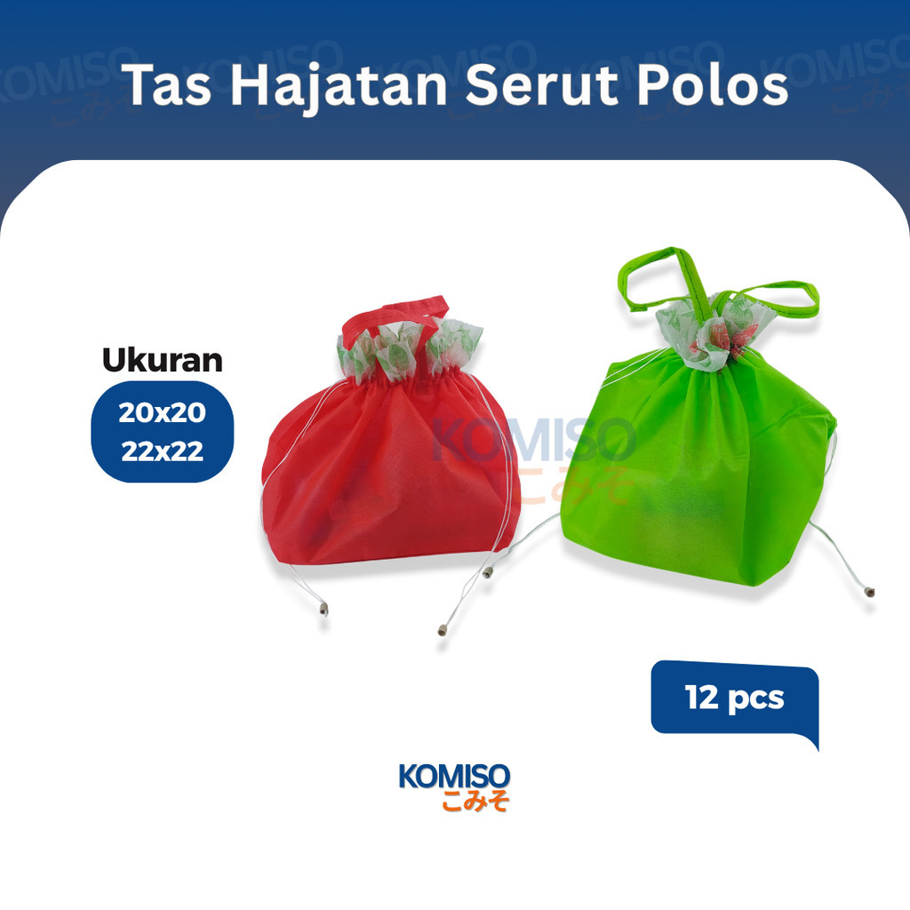 

(12 pcs) Tas Hajatan Serut Polos / Goodie Bag / Tas Spundbond Tali Serut Motif Polos Ukuran 20 22