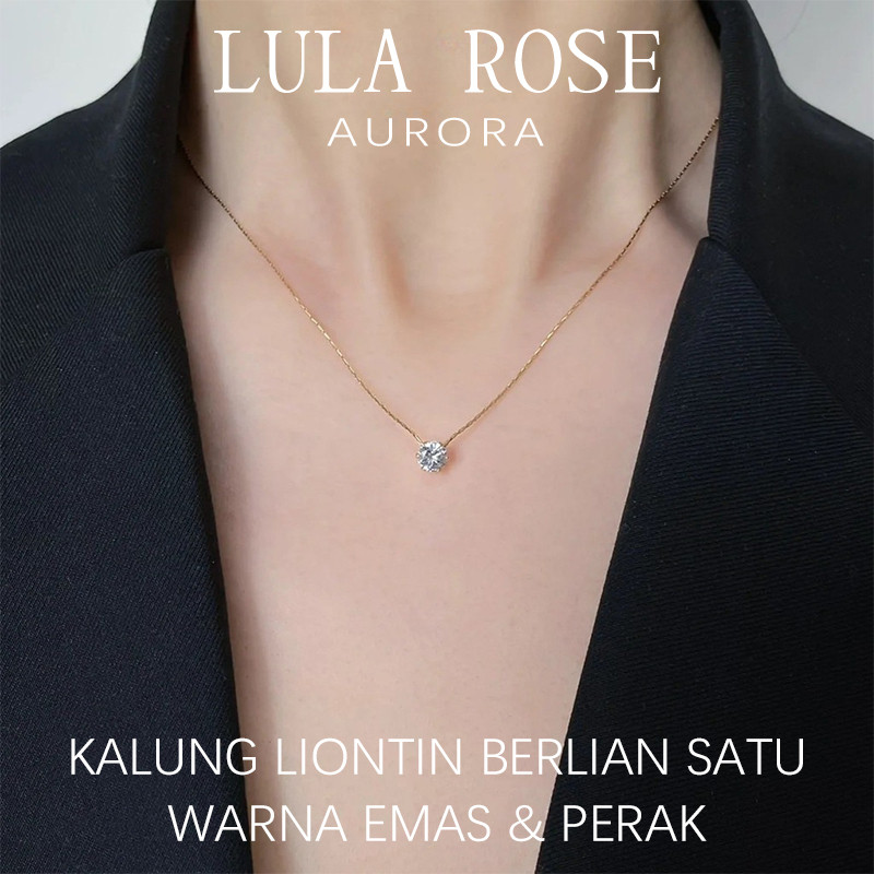LULA ROSE Kalung Berlian Satu Butir｜Kalung Simple Emas & Perak Elegan