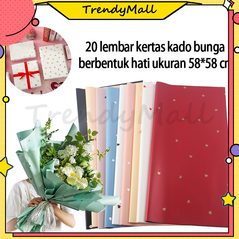

20pcs Kertas Bunga Buket Love Kecil Flower Wrapping Paper Motif Love Mini Cellophane Florist 58*58cmm