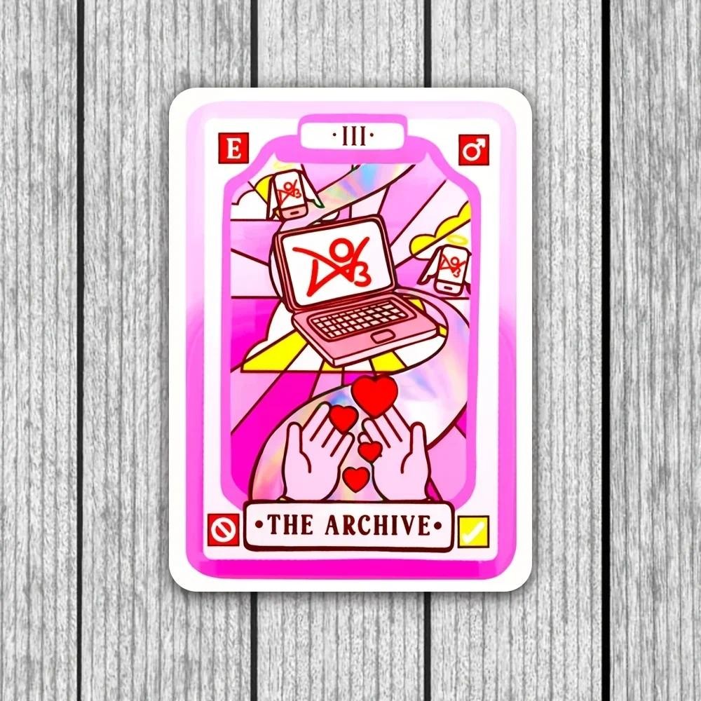 

3pcs AO3 Tarot "Archive" Full Image Stickers - Vinyl, Colorful Bookworm and Book Club Stickers, Fun Mental