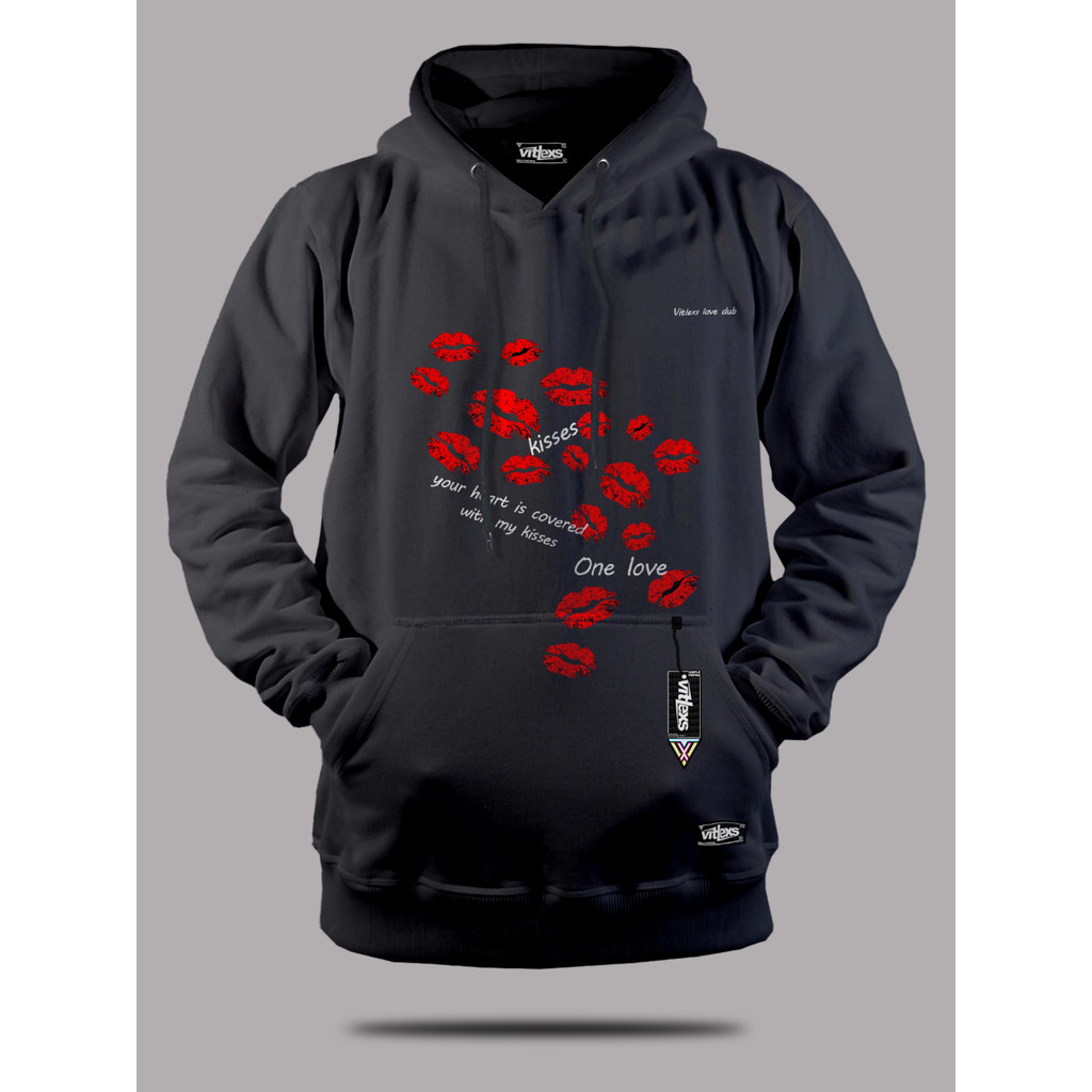 Vitlexs Jaket Hoodie Kiss Pria Wanita Terbaru Suiter Kiss Cowo Cewe Hodi Kiss Cowok Cewek Terbaru