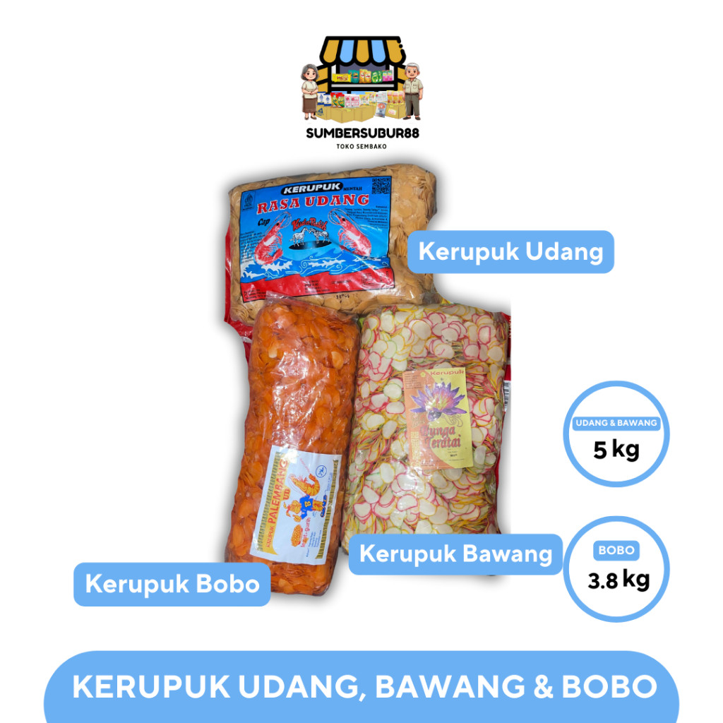 

KERUPUK Udang 5KG | Bawang 5KG / Bobo 3.8KG