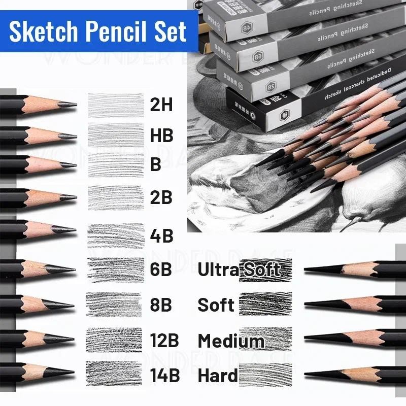 

Boxed Professional 2H HB B 2B 4B 6B 8B 12B 14B Graphite Mixed Sketching Pencil Sketch Charcoal Pencils for Beginners Enthusiast