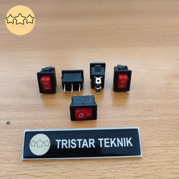KCD-1 ROCKER SWITCH KOTAK SEGI KARAOKE 3 PIN KCD1 SAKLAR + LED MERAH