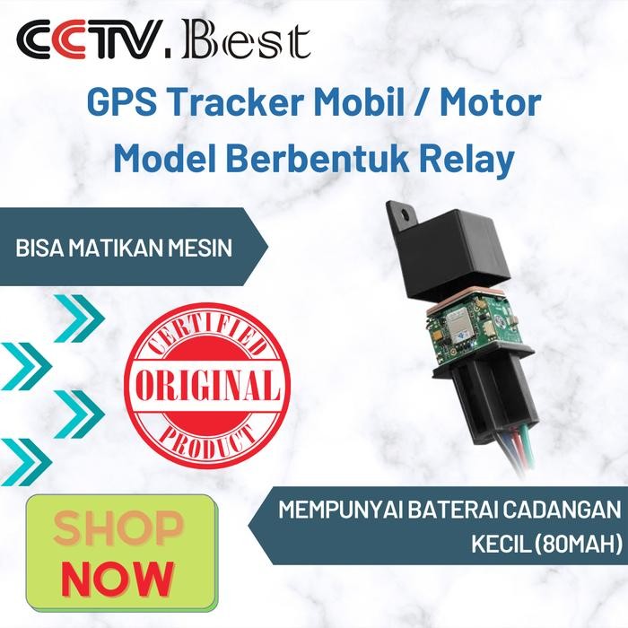 GPS Tracker Mobil / Motor Model Berbentuk Relay Bisa Matikan Mesin - +Kartu 3 Bulan