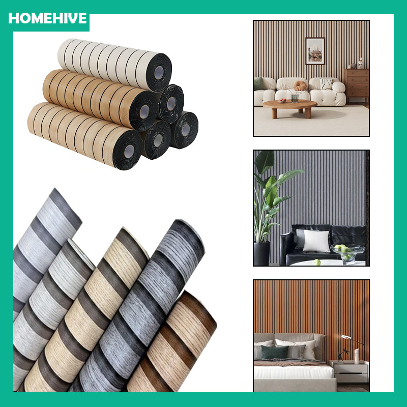 Wallpaper Dinding Wallsticker Motif Salur Kayu / Wallpaper Stiker Dinding Kamar Tidur Motif Panel Sa