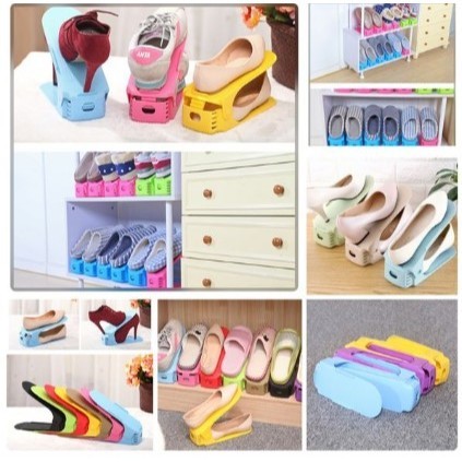 SID TEMPAT SEPATU KECIL 1 PASANG BOLAK BALIK RAK SEPATU KECIL RAK SUSUN SEPATU PLASTIK WARNA WARNI