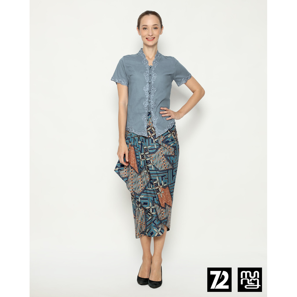 ROK BATIK SPAN Skirt Lilit Parang Kawung Kebaya Instan Modern Wanita Warna Biru Dongker Navy 725112 