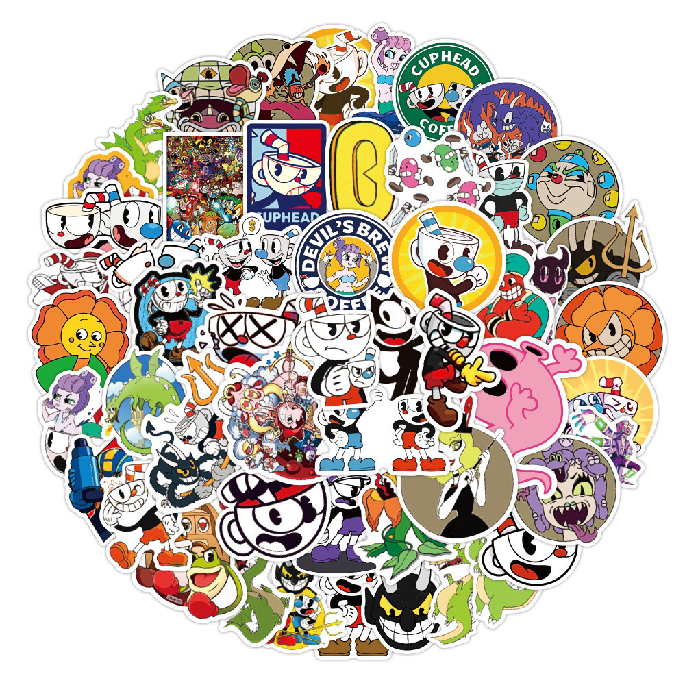 

10/30/50pcs Cuphead Funny Game Stickers Waterproof Laptop Notebook Skateboard Computer Luggage DIY Decal Cartoon Kid Sticker Toy