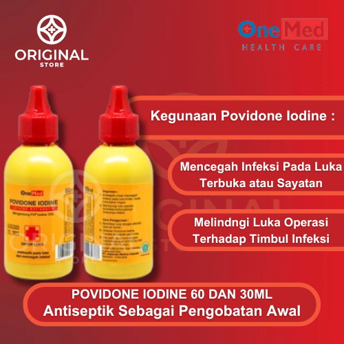 Onemed Povidone Iodine 60ml – Obat Merah Antiseptik Medis Cair Disinfektan Original Praktis