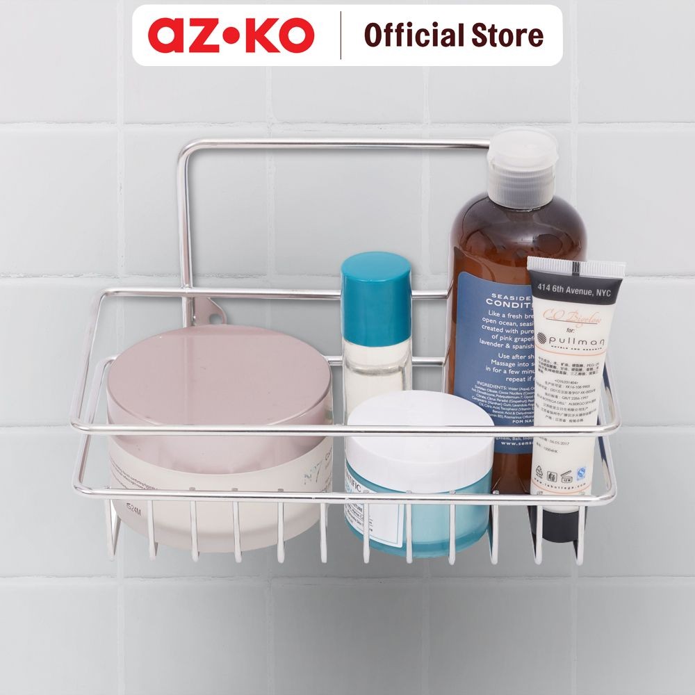 AZKO Stora Rak Gantung Kamar Mandi Ys171 - Silver Shower Wall Shelf Organizer Tempat Sampo Sabun Rak