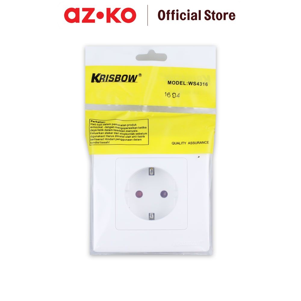 AZKO Krisbow Stop Kontak Arde - Putih Electric Socket Terminal Colokan Listrik Kotak Kontak Peralata