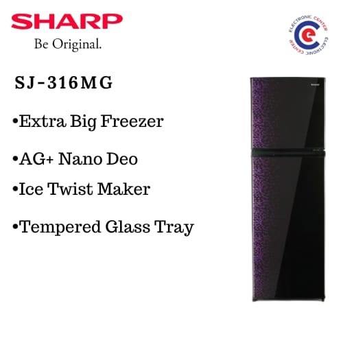 Kulkas 2 Pintu Sharp SJ-316 MG-GR/GB No Frost & Low Watt