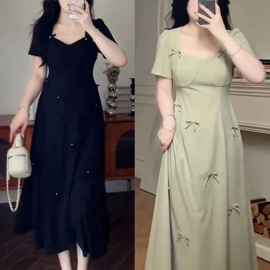 Aroana Dress Jumbo Dress Wanita Jumbo Ld 130 Lengan Pendek Rok Hitam