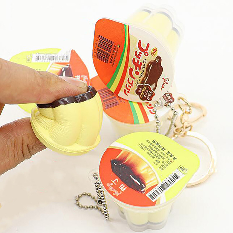 

Novelty Pudding Pendant Food Play Reduce Pressure Keychain Fragrance Antistress Fidget Stress Relieving Backpack Decor Kids Toys