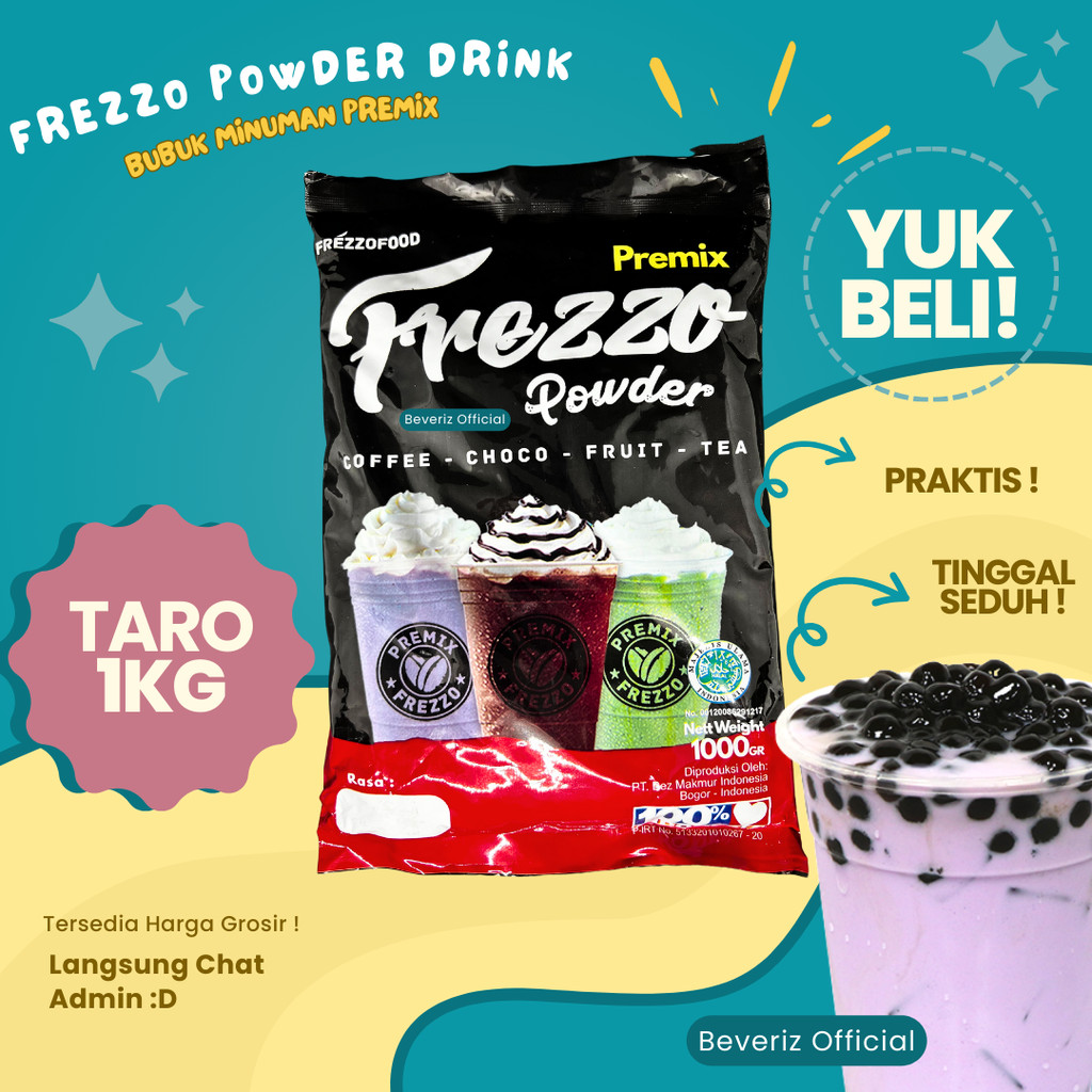 

BEVERIZ Frezzo Bubuk Minuman Rasa Taro | Boba Powder Drink 1Kg / 1000gram {Bisa COD} {tersedia harga grosir}