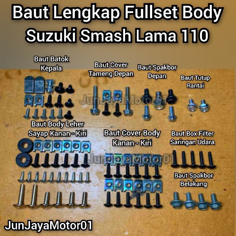 Baut Lengkap Full Set Body Suzuki Smash Lama 110 / Baut Lengkap Fullset Bodi Suzuki Smash Lama 110