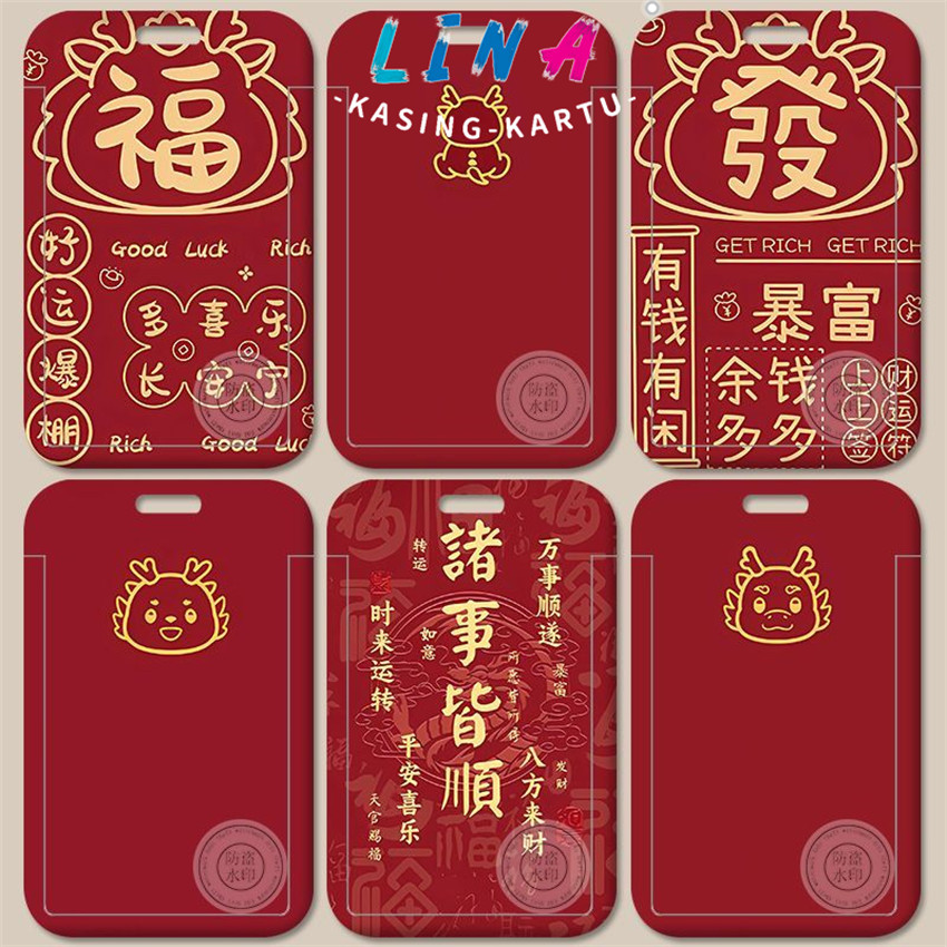 

Kartu Teks Keberuntungan Naga Keberuntungan Set Kartu Makan Penutup Pelindung Kartu ID Kerja Kontrol Akses Bus Mahasiswa Kampus