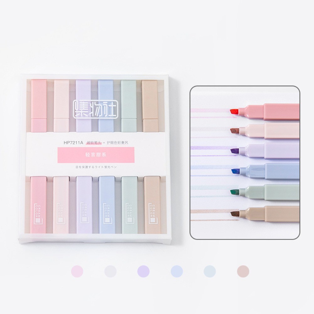 

6Pcs/Set DIY Colored Highlighter Pen Set Ins Quick-drying Fluorescent Pencil Set Safe Graffiti Markers Marker Pen Set Notebook