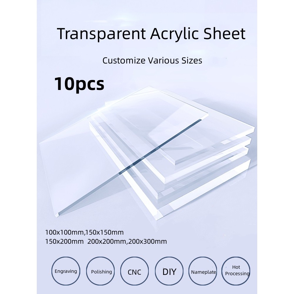 

10PCS Clear Acrylic Sheet Transparent Plexiglass Sheet Processing Custom Handmade DIY Display Box