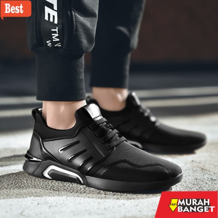 sepatu lari lokal terbaik 2025 Leedoo Sepatu Sneakers Pria Sepatu Olahraga Lari Cowok F15 - Hitam Po