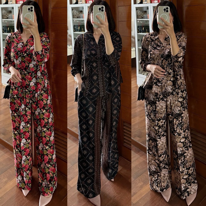 KLN65 PAKAIAN WANITA ONE SET HIJAB PAKAIAN SETELAN SET WANITA SETCEL PIYAMA HOME WARE BAJU BUSUI
