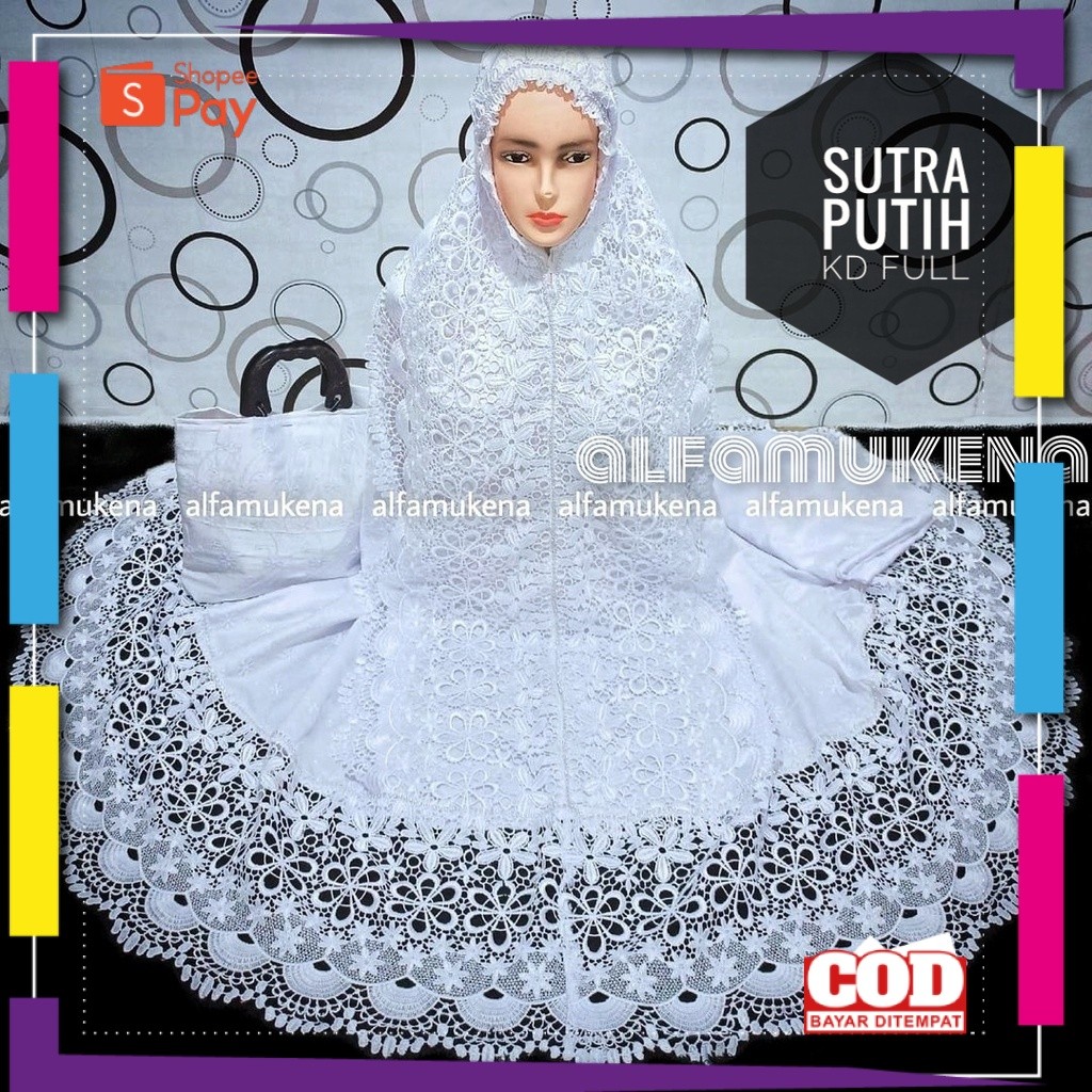 [PREMIUM ORIGINAL] Mukena dewasa renda mewah putih bersih