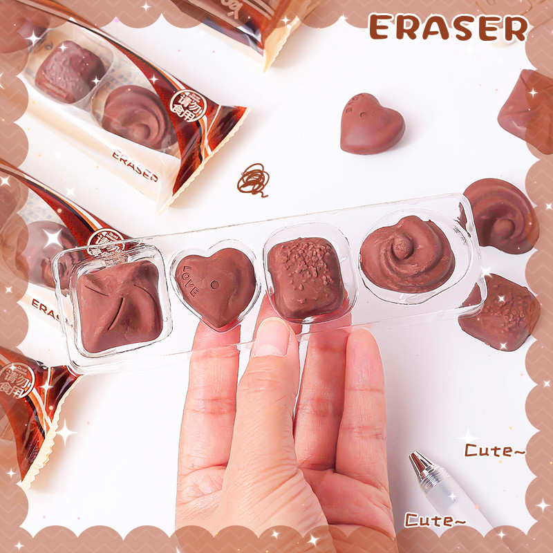 

Kawaii Stationery items Aesthetic stationery supplies back to school acsesories chocolate Eraser drawing rubber school stuff