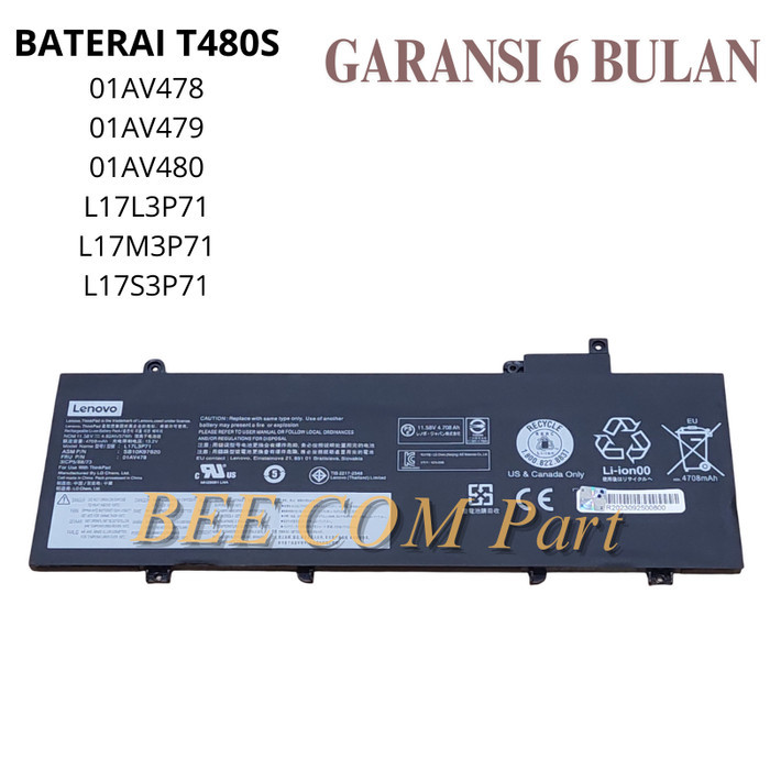 Baterai Battery Laptop Model 01AV478 01AV479 01AV480 - L17L3P71 L17M3P71 L17S3P71 -BEE