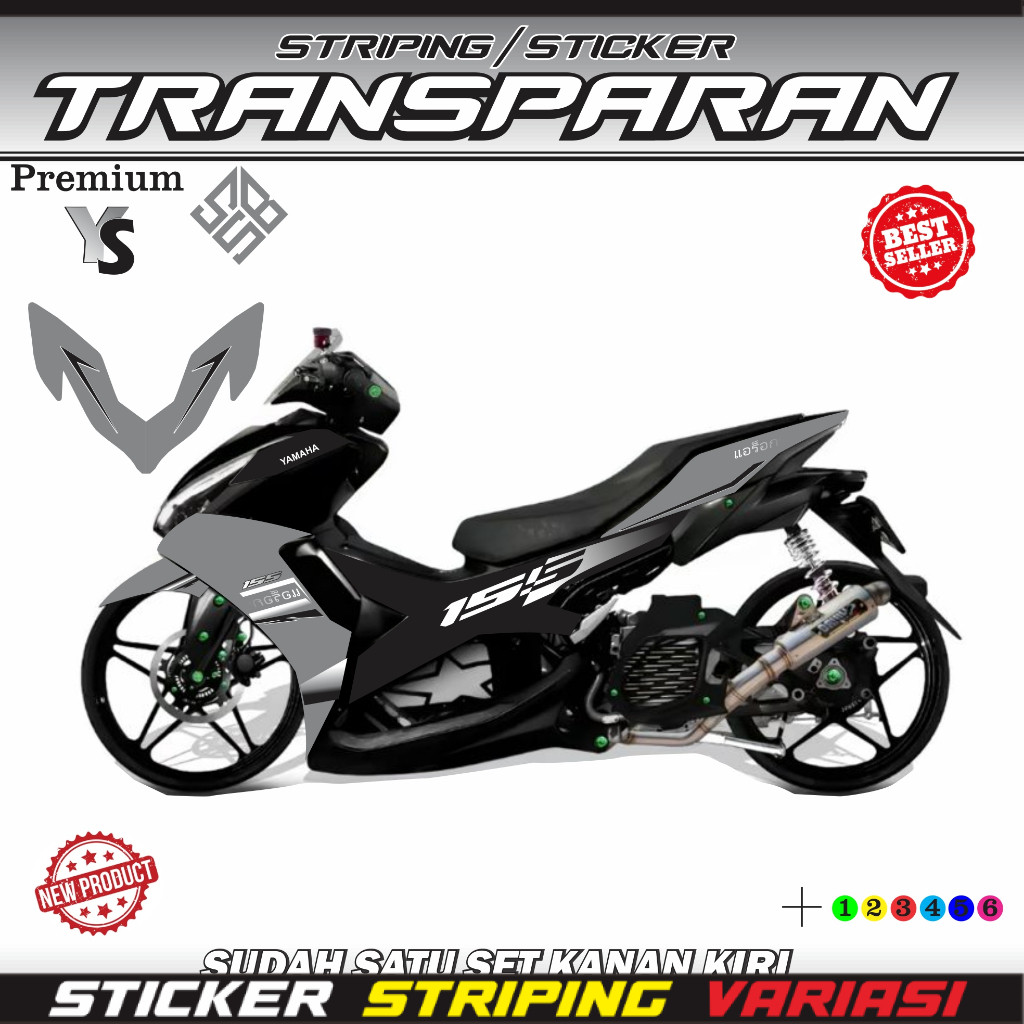 Striping Transparan Uv Stiker Aerox New 155 Connected Thailand STRIPING TRANAFARAN