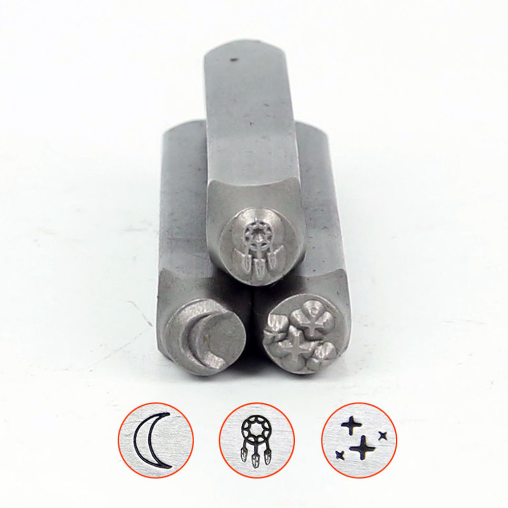 

Moon/Diamond/Heart Chakra Design Metal Jewelry Stamps,flash star DIY Bracelet/jewelry symbols steel stamp,6MM