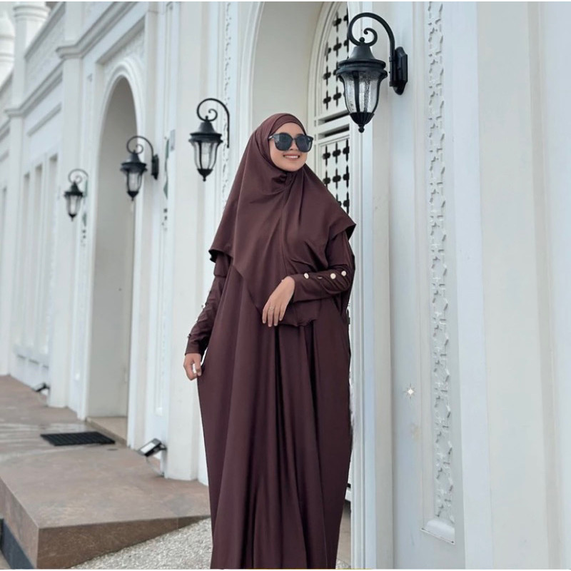 NDS29 MECCA SET ABAYA (FREE HIJAB+CIPUT)  JERSEY PREMIUM  BUSUI JUMBO|| DAILY UMROH || HOME DRESS