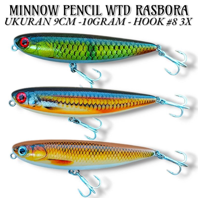 MINNOW PENCIL WTD RASBORA LURE UKURAN 9CM BERAT 10GRAM