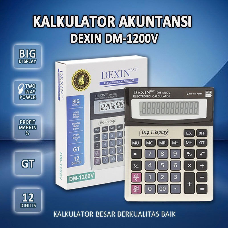 

Kalkulator Jumbo DM-1200V Plus Kalkulator Akuntansi 12 Digit / Kalkulator Dagang yang Besar