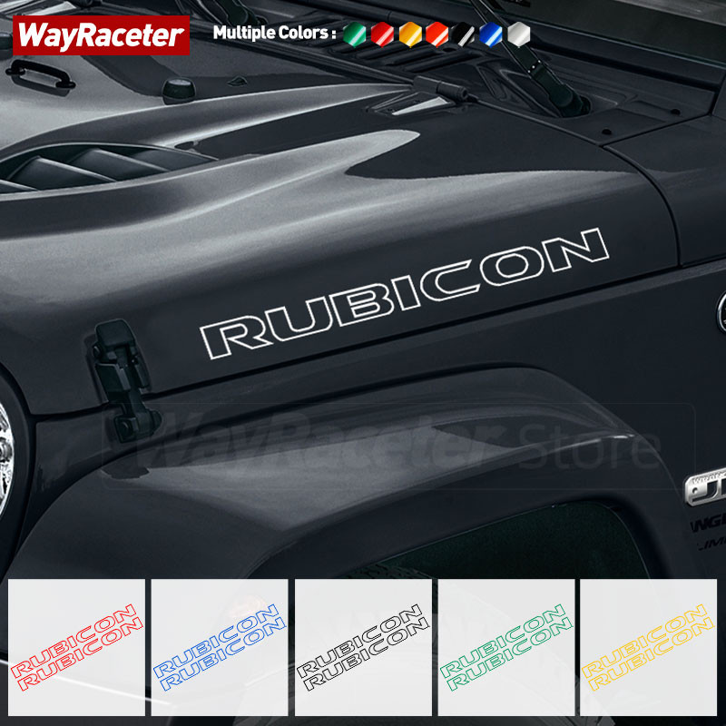 2 Pcs Engine Cover Side Hood Sticker Rubicon Unlimited Reflective Vinyl Decal For Jeep Wrangler JK J