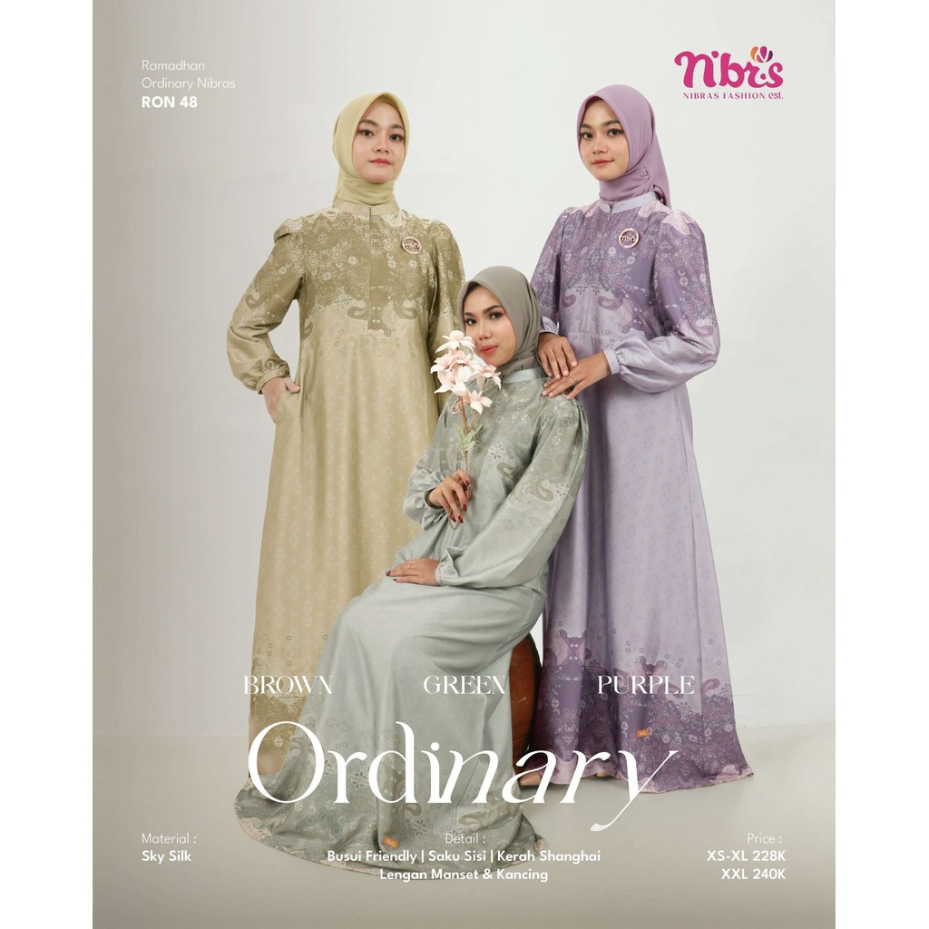 Gamis Dewasa Terbaru Bahan Sky Silk Ron 048 Busana Dress Muslim Motif Simple Wanita By Nibras